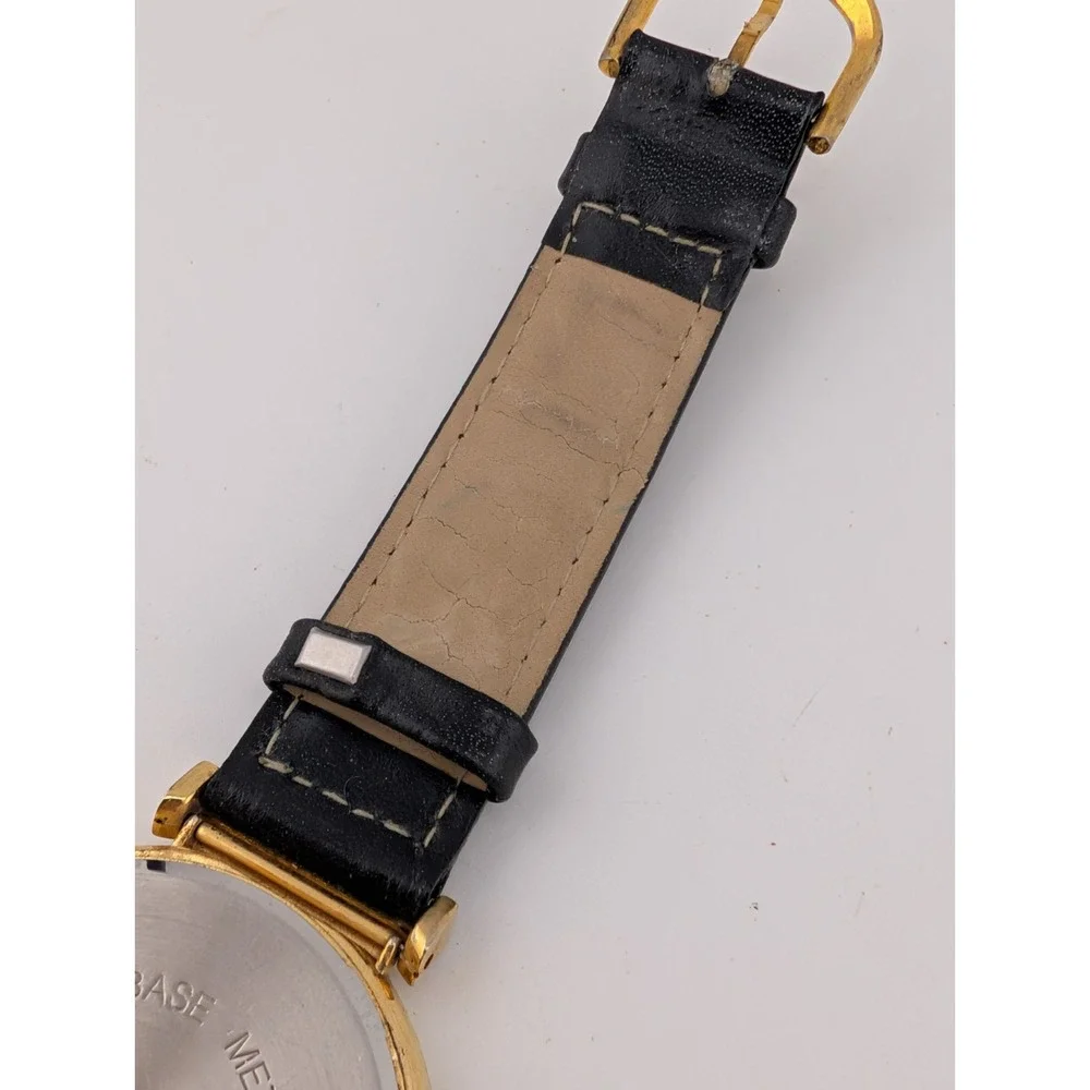 Reizen Women's Watch 41mm Gold Case Black Leather Band- New Battery
